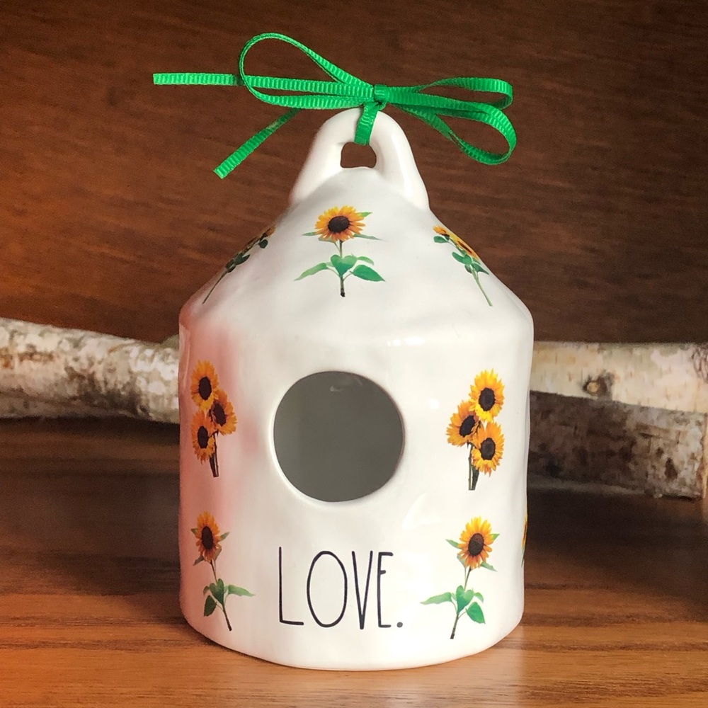Mini Unique Ceramic Birdhouse with Sunflower Design